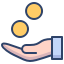 coins over hand icon